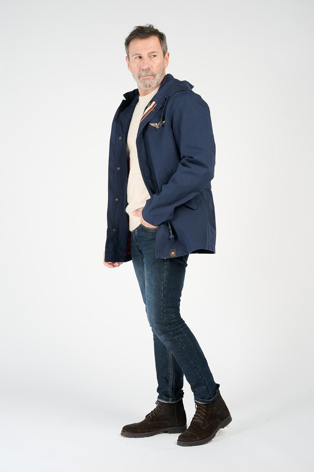 Men’s Long Blue Parka man Barone firenze - 7