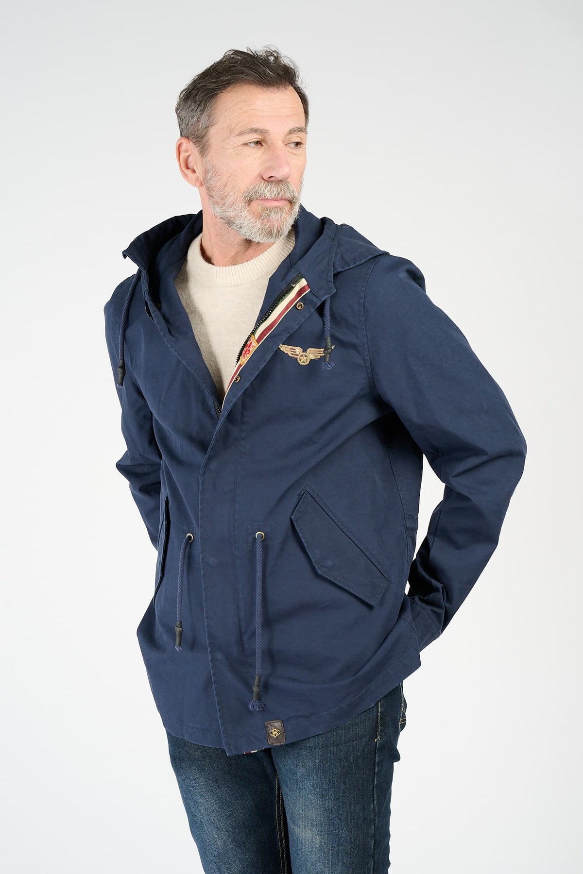 Men’s Long Blue Parka man Barone firenze - 6
