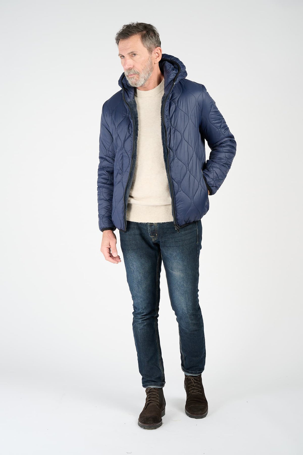 Men’s Long Blue Parka man Barone firenze - 11