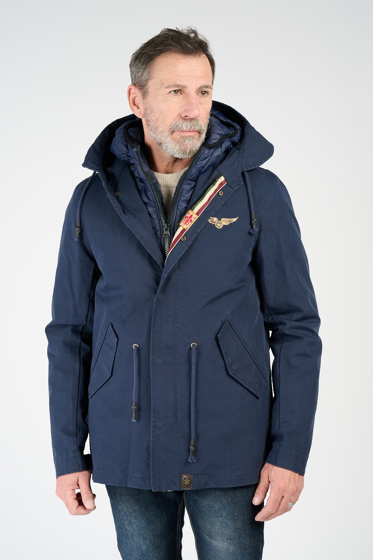 Men’s Long Blue Parka man Barone firenze - 1
