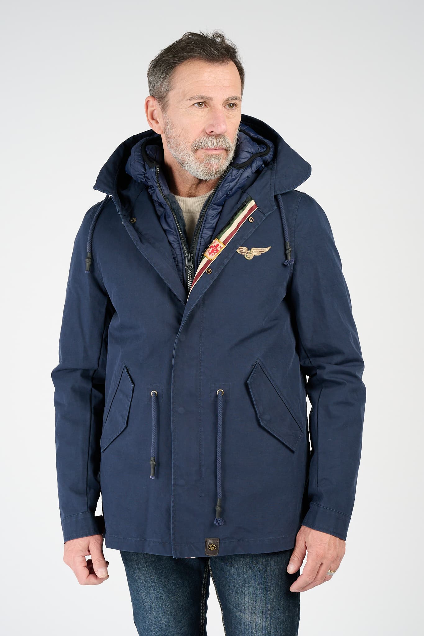 Men’s Long Blue Parka man Barone firenze - 1