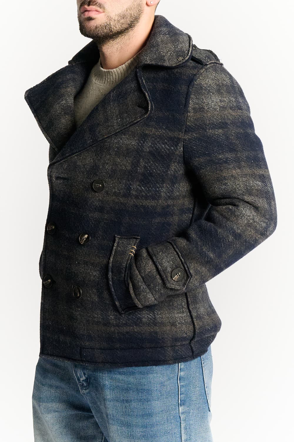 Men's Mixed Wool Double Breasted Coat