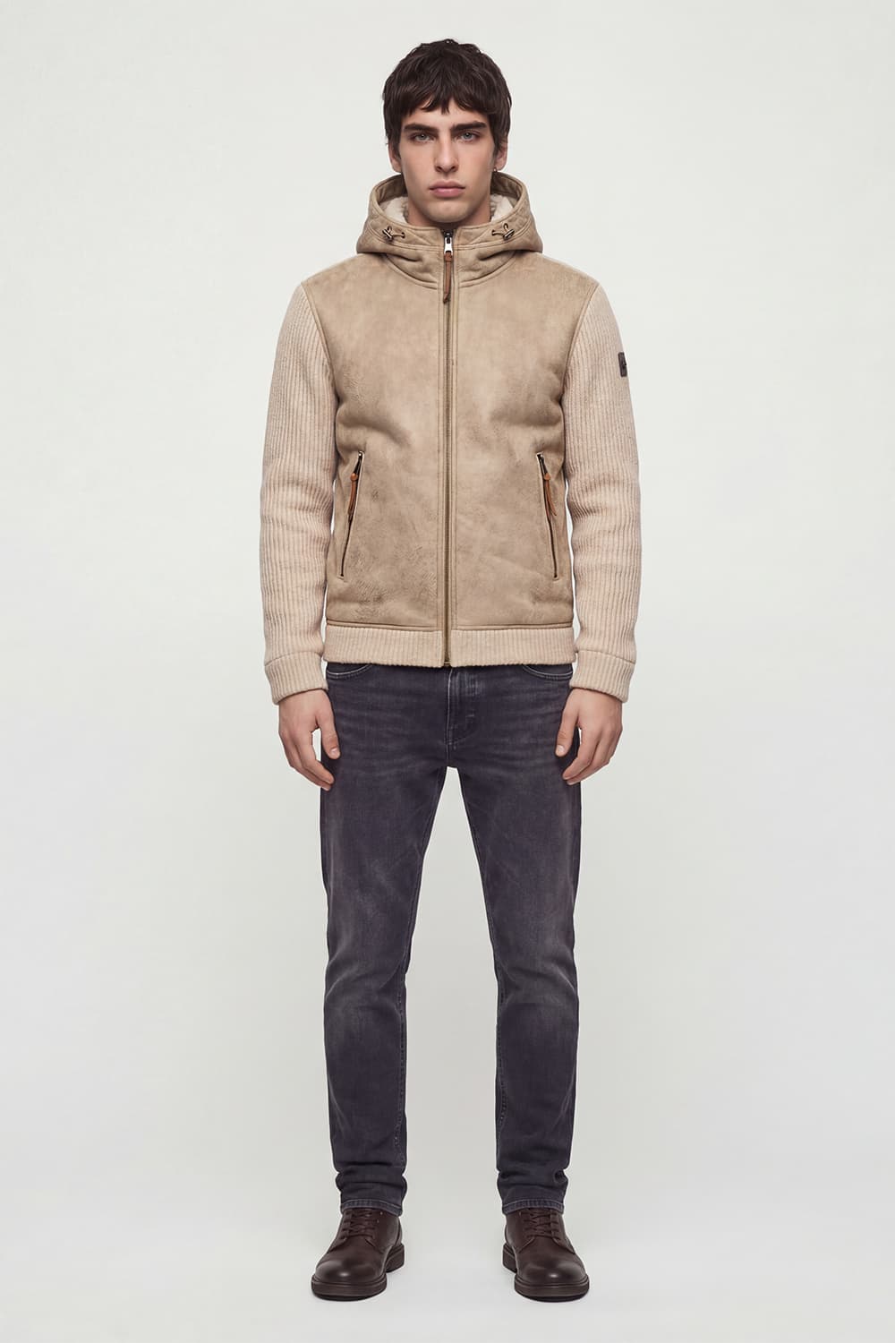 MEN'S DOUBLE-BREASTED CASHMERE MIXED COAT