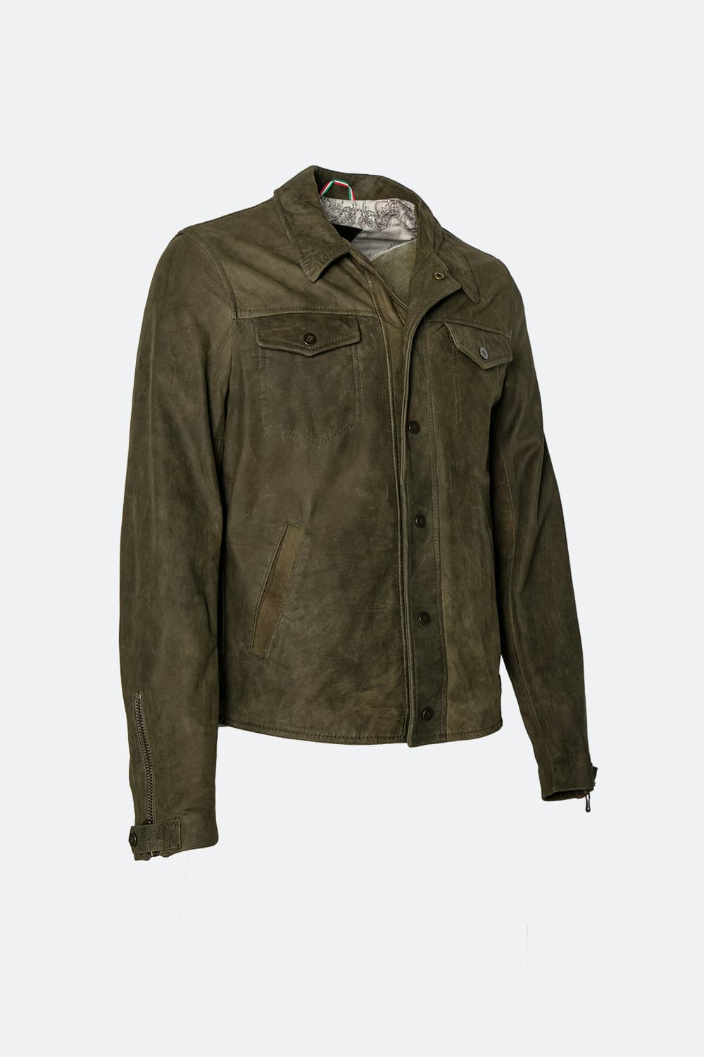 Ale oleato verde giacca uomo 100% vera pelle Made in Italy - Barone Firenze