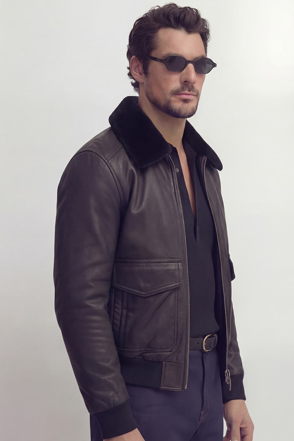 Aviator Black Leather Jacket
