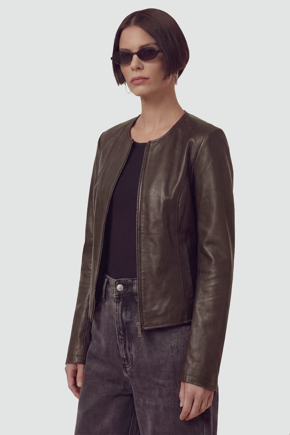 Irene Lungo Testa di Moro Giacca 100% vera pelle Made in Italy - Barone Firenze