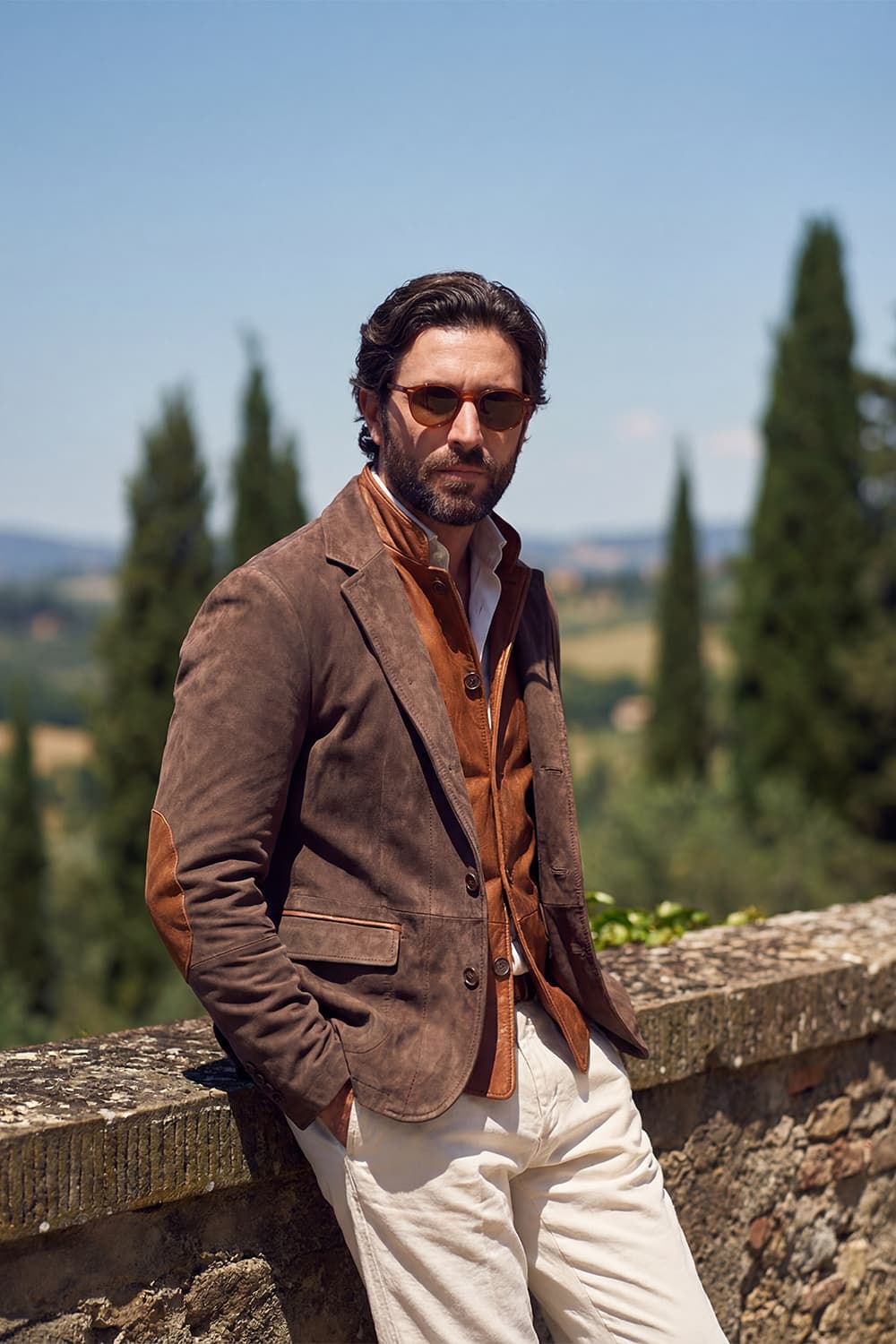 Renga Nabuk Bicolore giacca uomo 100% vera pelle Made in Italy - Barone Firenze