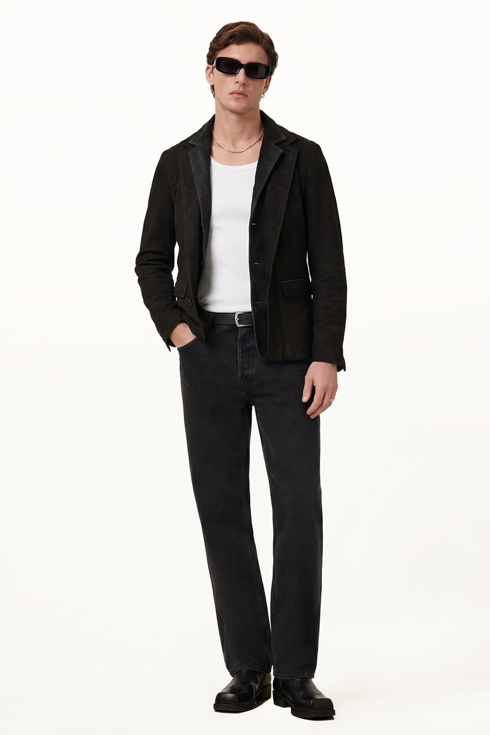 Giacca Renga nera 100% vera pelle Made in Italy - Barone Firenze