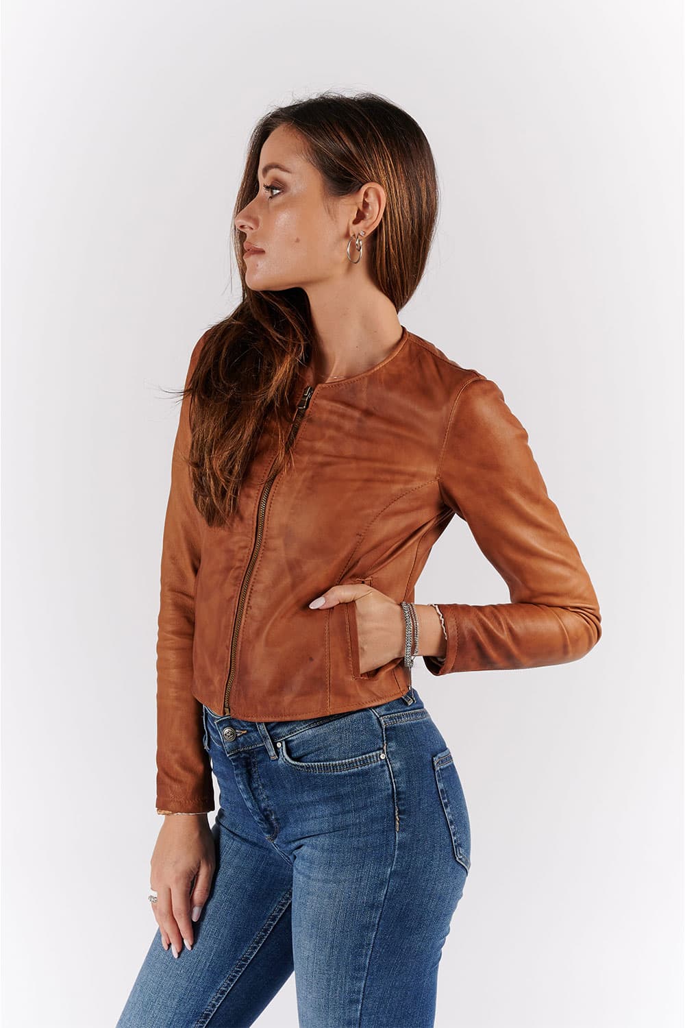 Irene Corto Gold Vintage giacca donna 100% vera pelle Made in Italy - Barone Firenze