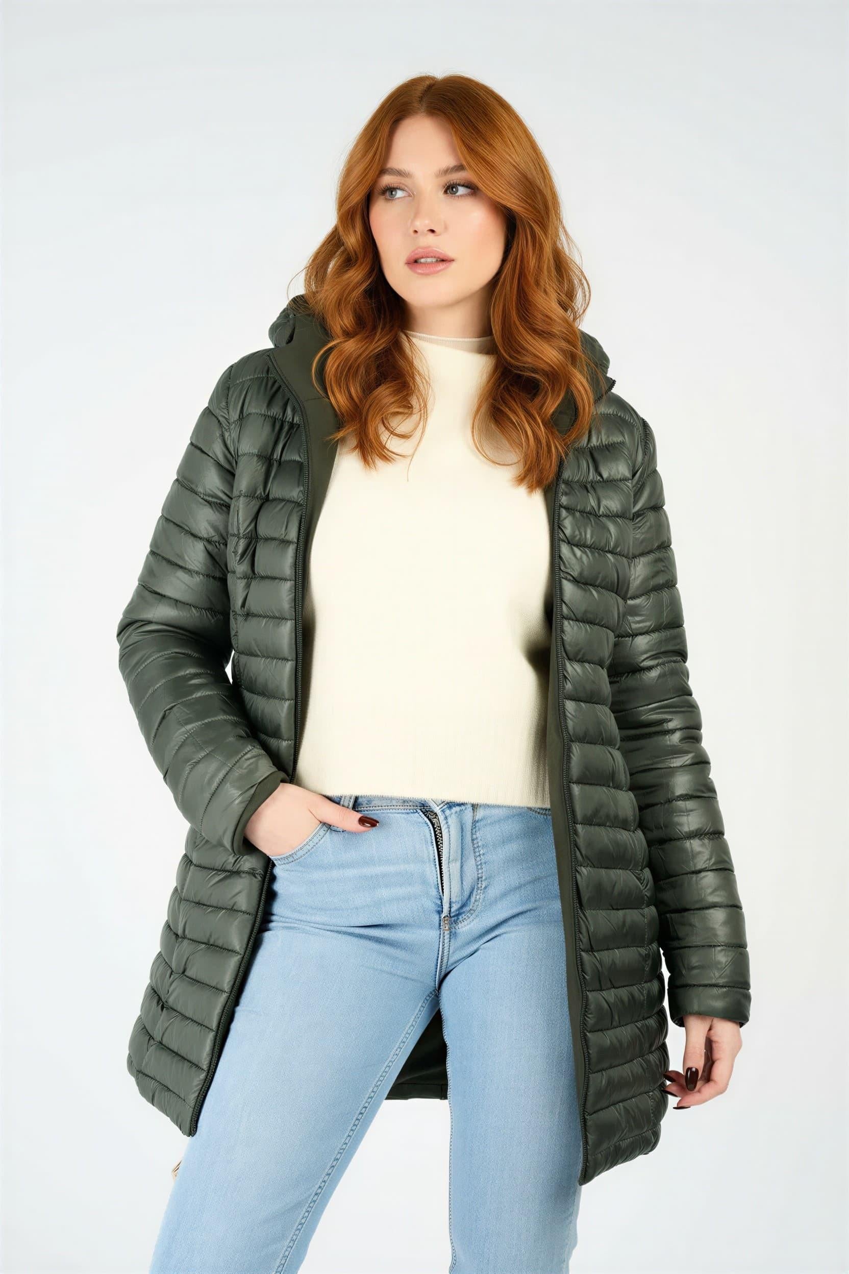 Women's Long Green Thermal Down Jacket woman Barone firenze - 4