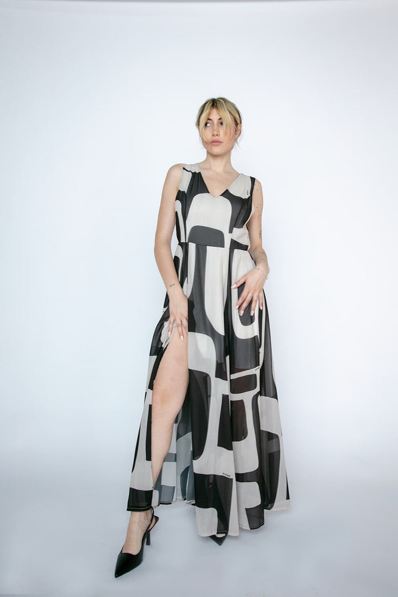 Long Dress With Slit Black donna Barone firenze - 3