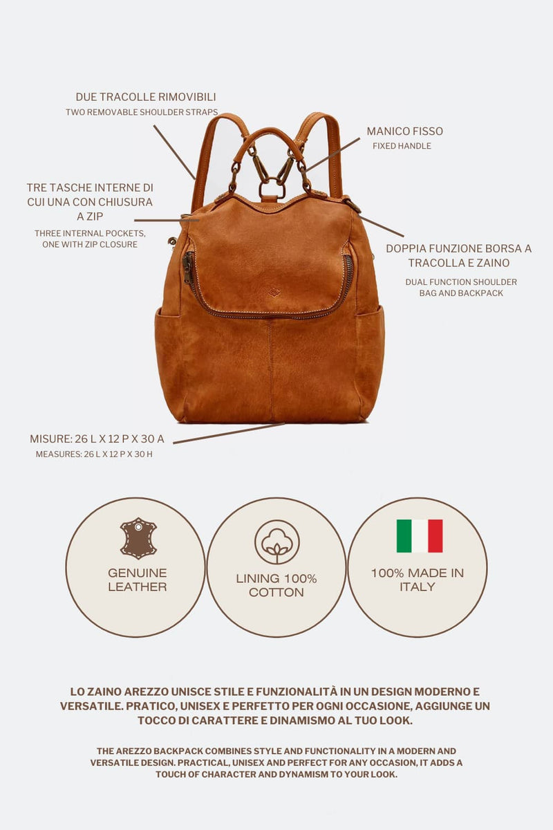 Arezzo Tan Backpack unisex Barone firenze - 7