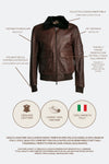 Aviator Dark Brown Leather Jacket man Barone firenze - 8