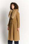 Camel Coat with Fur Collar donna Barone firenze - 3