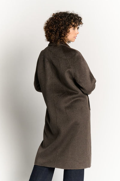 Taupe Double-Breasted Alpaca Coat