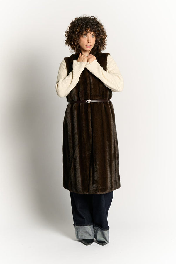 Celeste Long Chocolate Vest donna Barone firenze