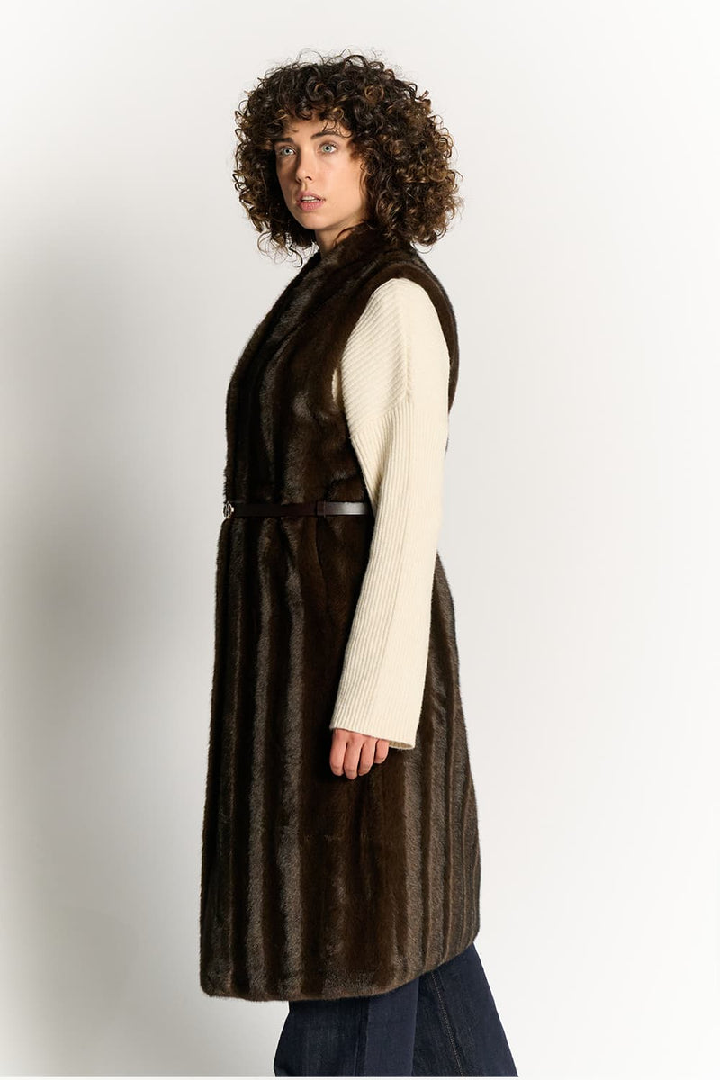 Celeste Long Chocolate Vest donna Barone firenze - 2