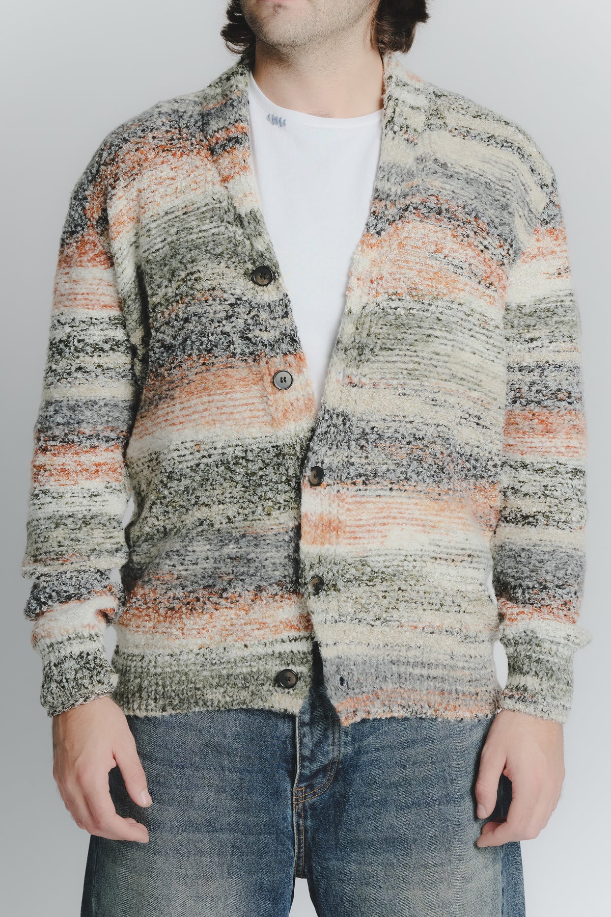 Cardigan Mélange Militare Ruggine da Uomo man Barone firenze - 1