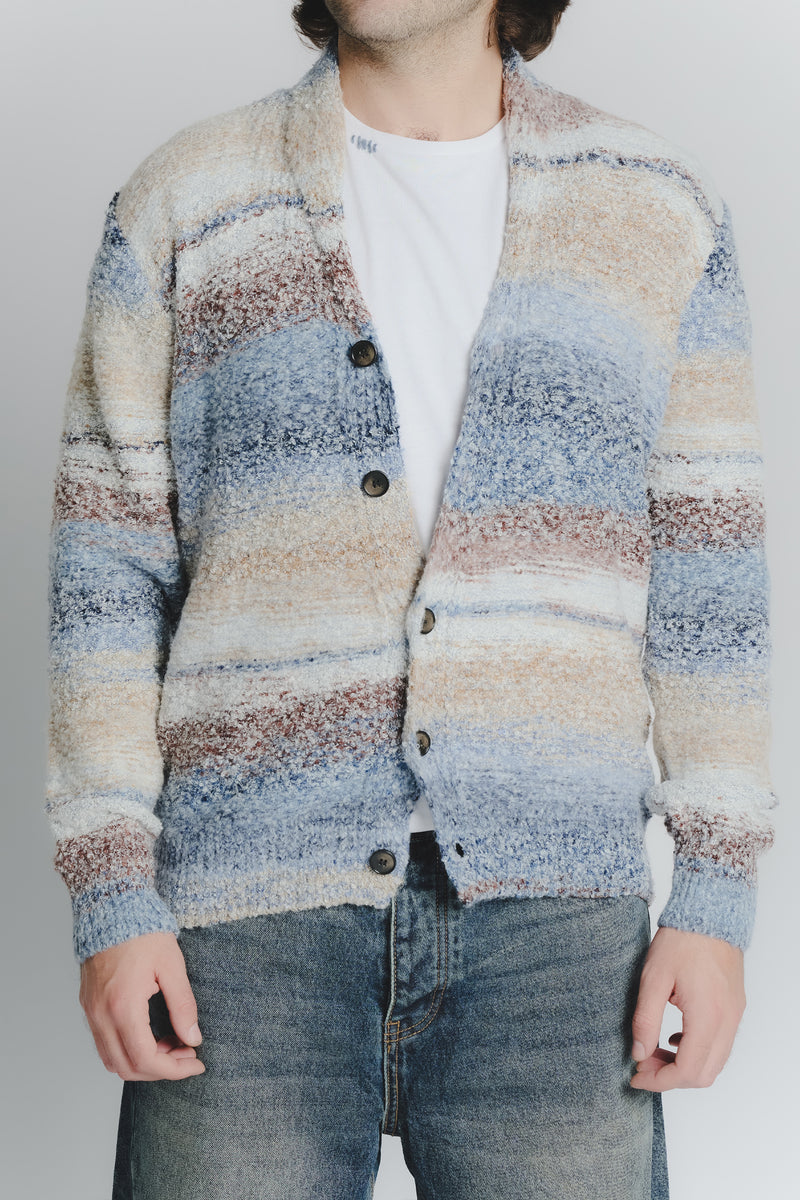 Cardigan Mélange Beige Denim da Uomo man Barone firenze - 3