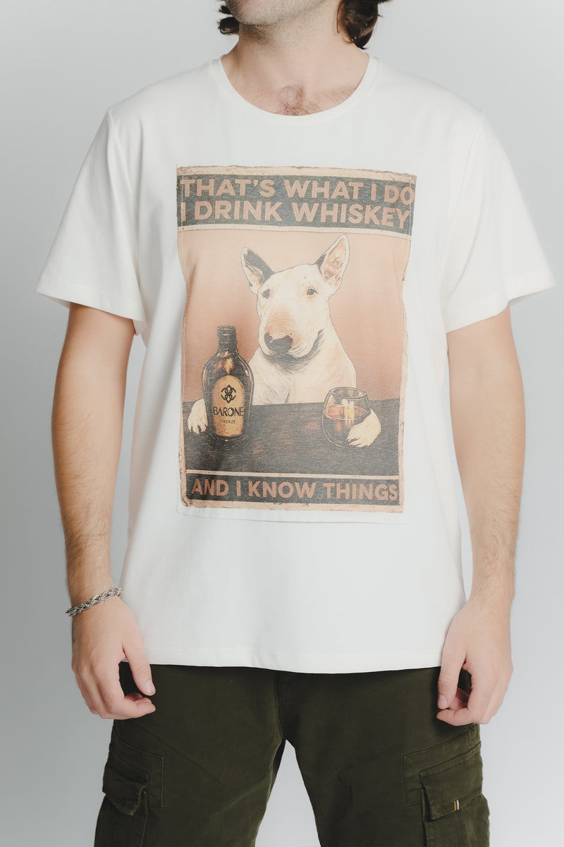 T-Shirt Uomo Stampa Bull Terrier Bianco man Barone firenze - 1