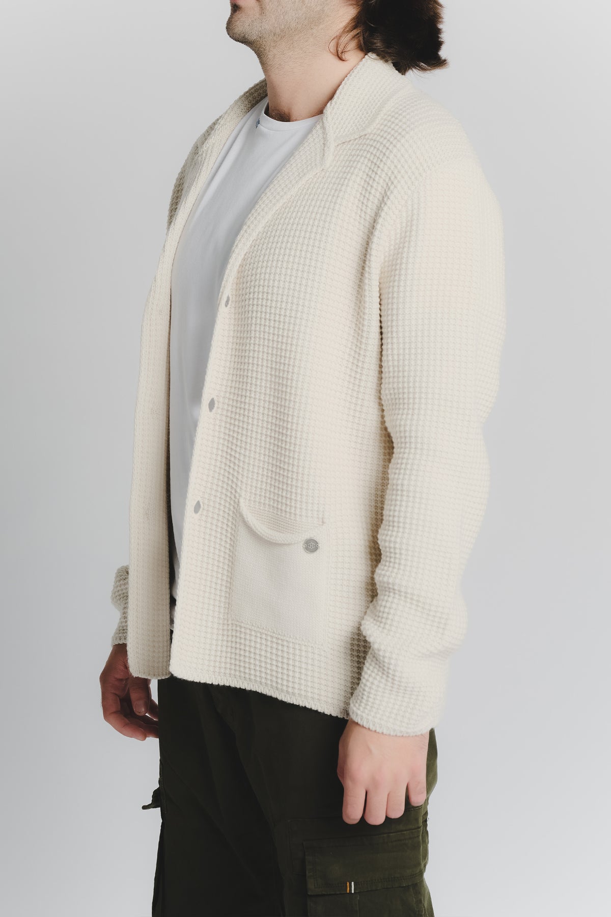 Cardigan Misto Lana Beige da Uomo man Barone firenze - 2