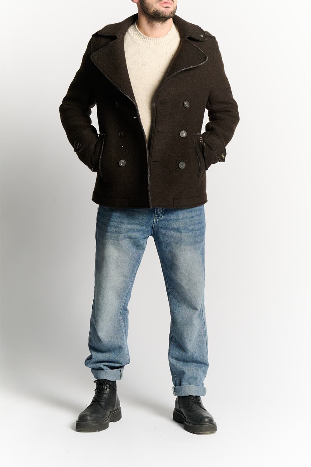 Men's Mixed Wool Double Breasted Coat