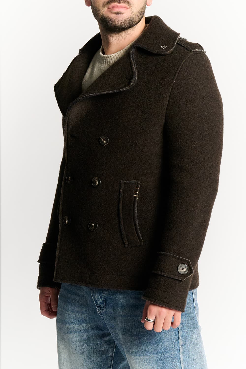Men's Mixed Wool Double Breasted Coat
