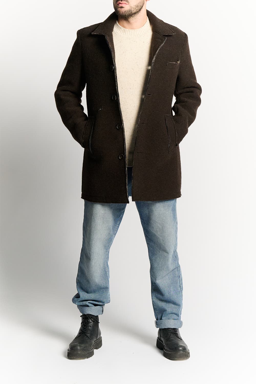 Men's Mixed Wool Double Breasted Coat