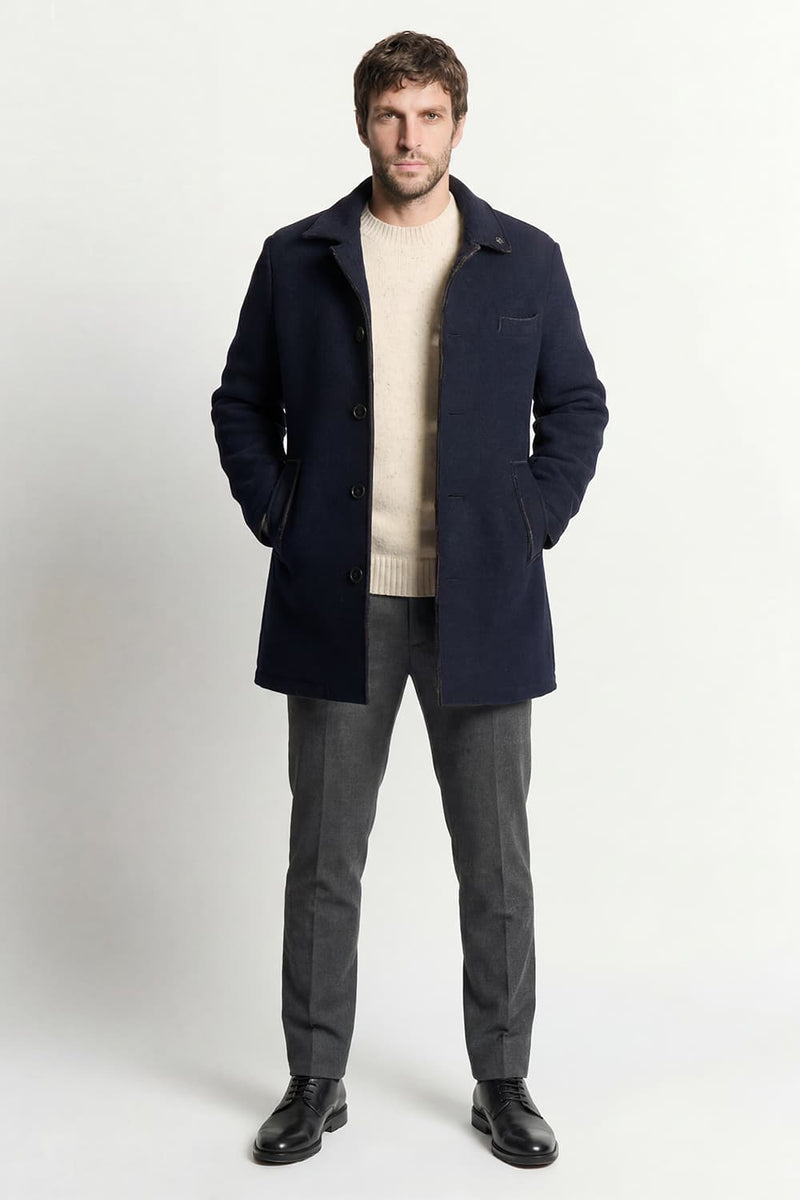 Men's Mixed Wool Double Breasted Coat uomo Barone firenze - 2