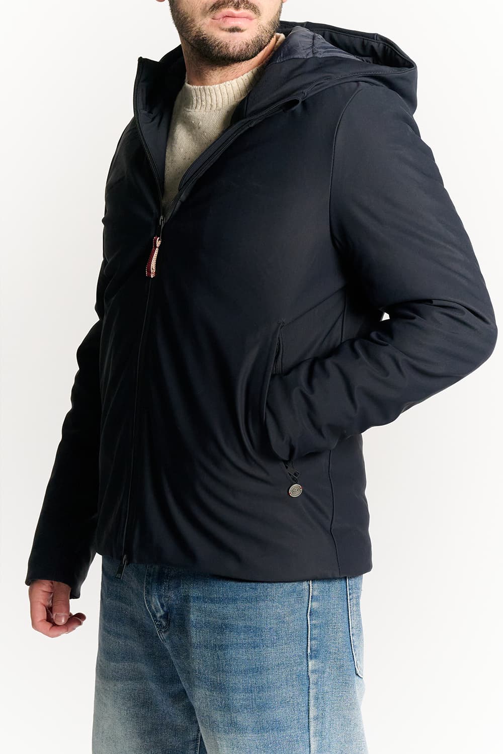 Men's Thermal Down Blue Jacket Short man Barone firenze - 3