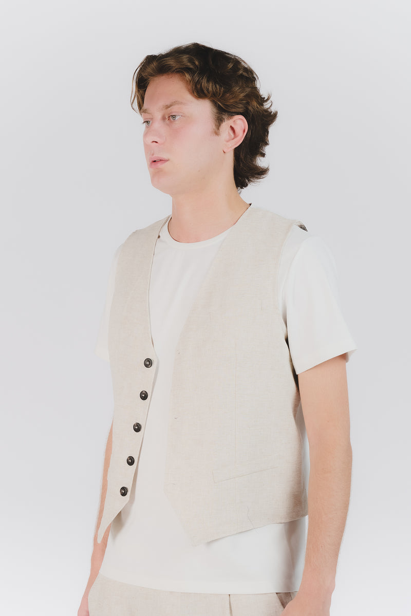 Gilet Uomo Melange Beige man Barone firenze - 1