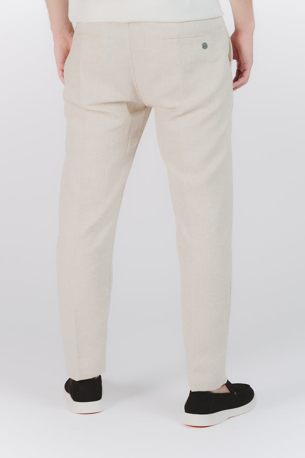 Pantaloni Eleganti Melange Beige man Barone firenze