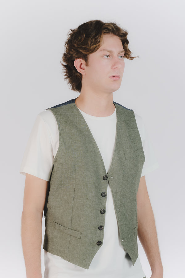 Gilet Uomo Melange Verde man Barone firenze