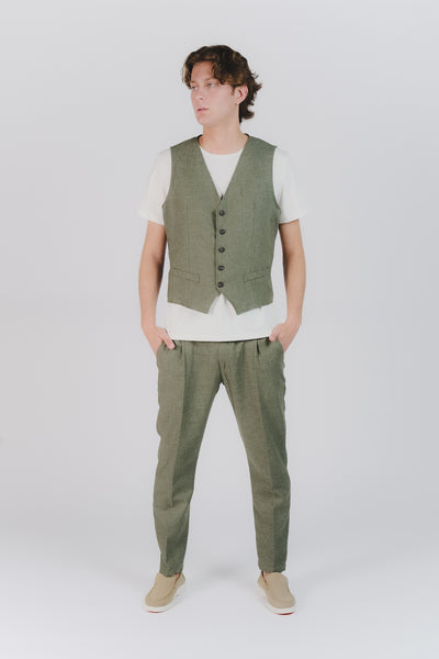 Pantaloni Eleganti Melange Verde