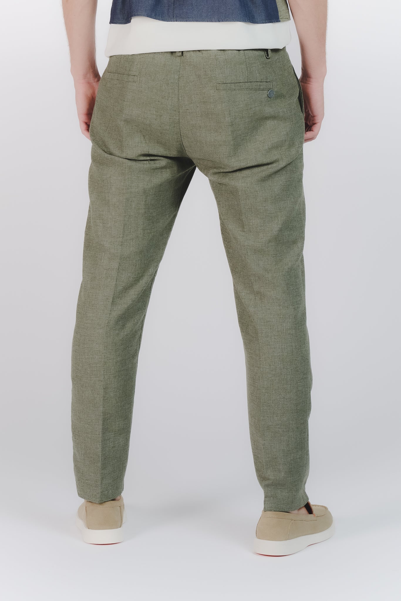Pantaloni Eleganti Melange Verde man Barone firenze - 3