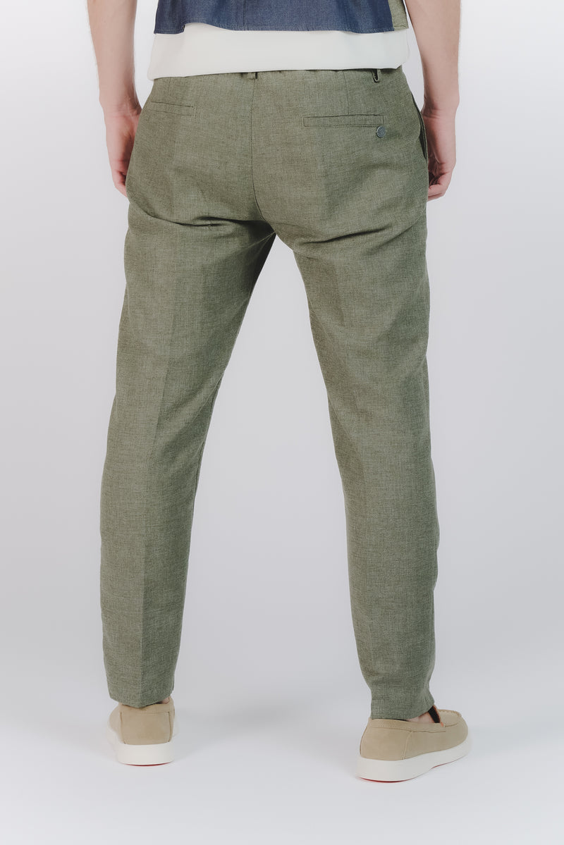 Pantaloni Eleganti Melange Verde man Barone firenze - 3