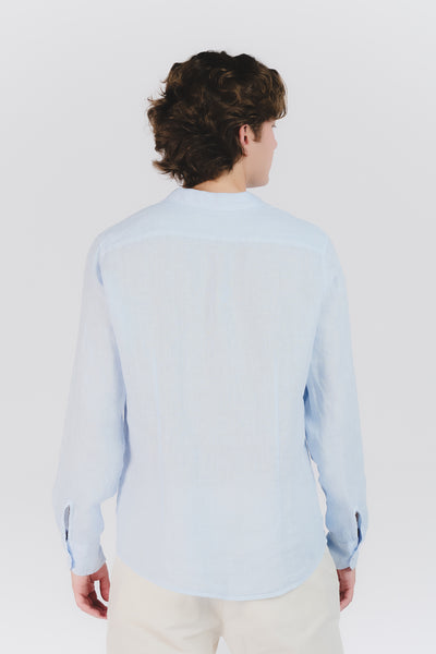 Camicia Uomo Lino Celeste