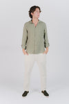 Camicia Uomo Lino Verde Militare man Barone firenze - 2