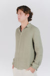 Camicia Uomo Lino Verde Militare man Barone firenze - 1