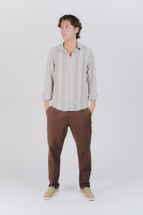 Camicia Uomo Lino Righe man Barone firenze