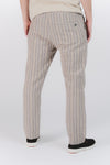 Pantaloni Misto Cotone e Lino a Righe Beige man Barone firenze - 3