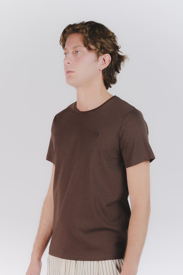 T-shirt Barone Ricamo Fronte Cioccolato man Barone firenze