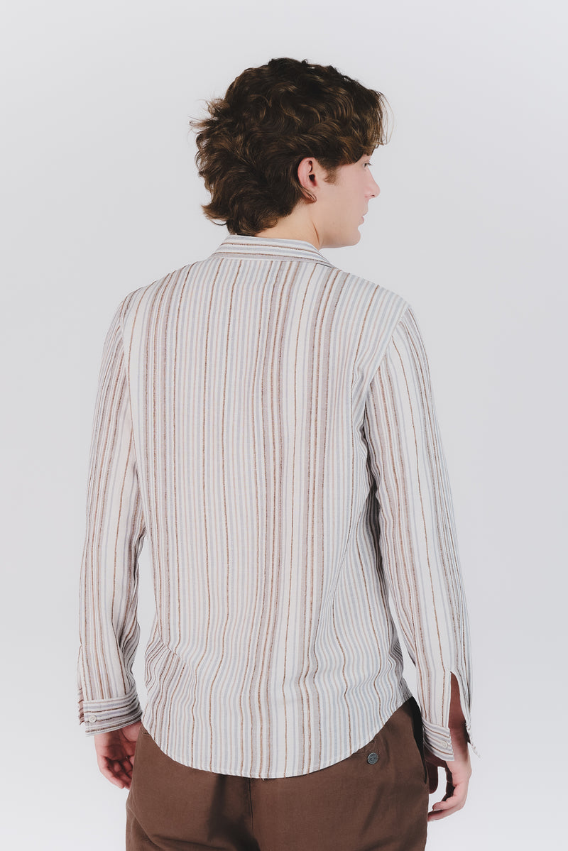 Camicia Uomo Lino Righe man Barone firenze - 3