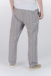 Pantaloni Misto Cotone e Lino a Righe Blu man Barone firenze - 3