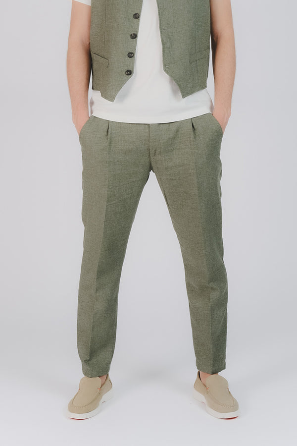 Pantaloni Eleganti Melange Verde man Barone firenze