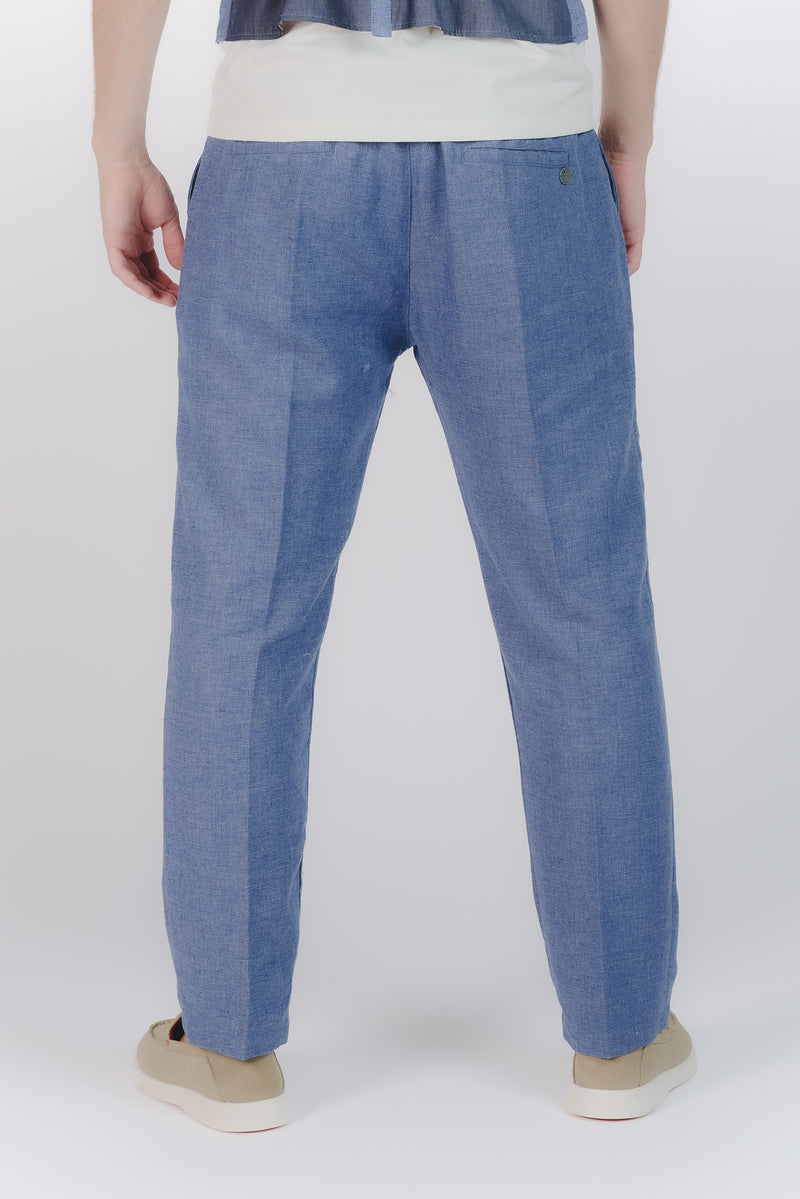 Pantaloni Eleganti Melange Bluette man Barone firenze - 3