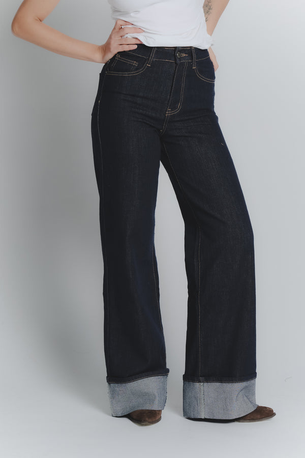 Jeans Donna Wide Leg Blu Scuro woman Barone firenze