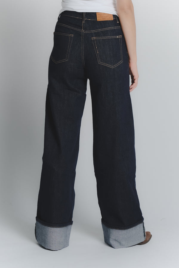 Jeans Donna Wide Leg Blu Scuro woman Barone firenze