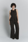 Pantalone Palazzo Gessato Cioccolato con Paillettes woman Barone firenze - 2