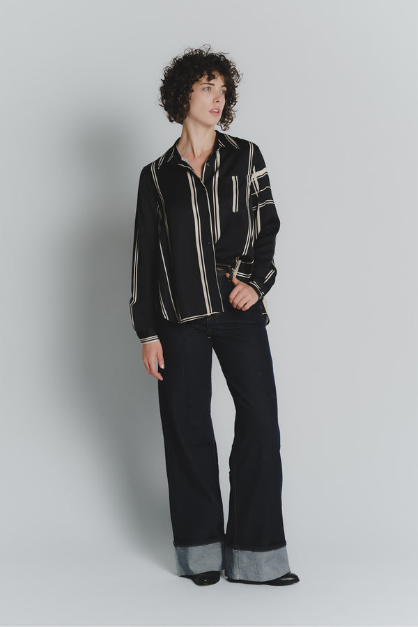 Camicia Check Nero Beige Donna woman Barone firenze